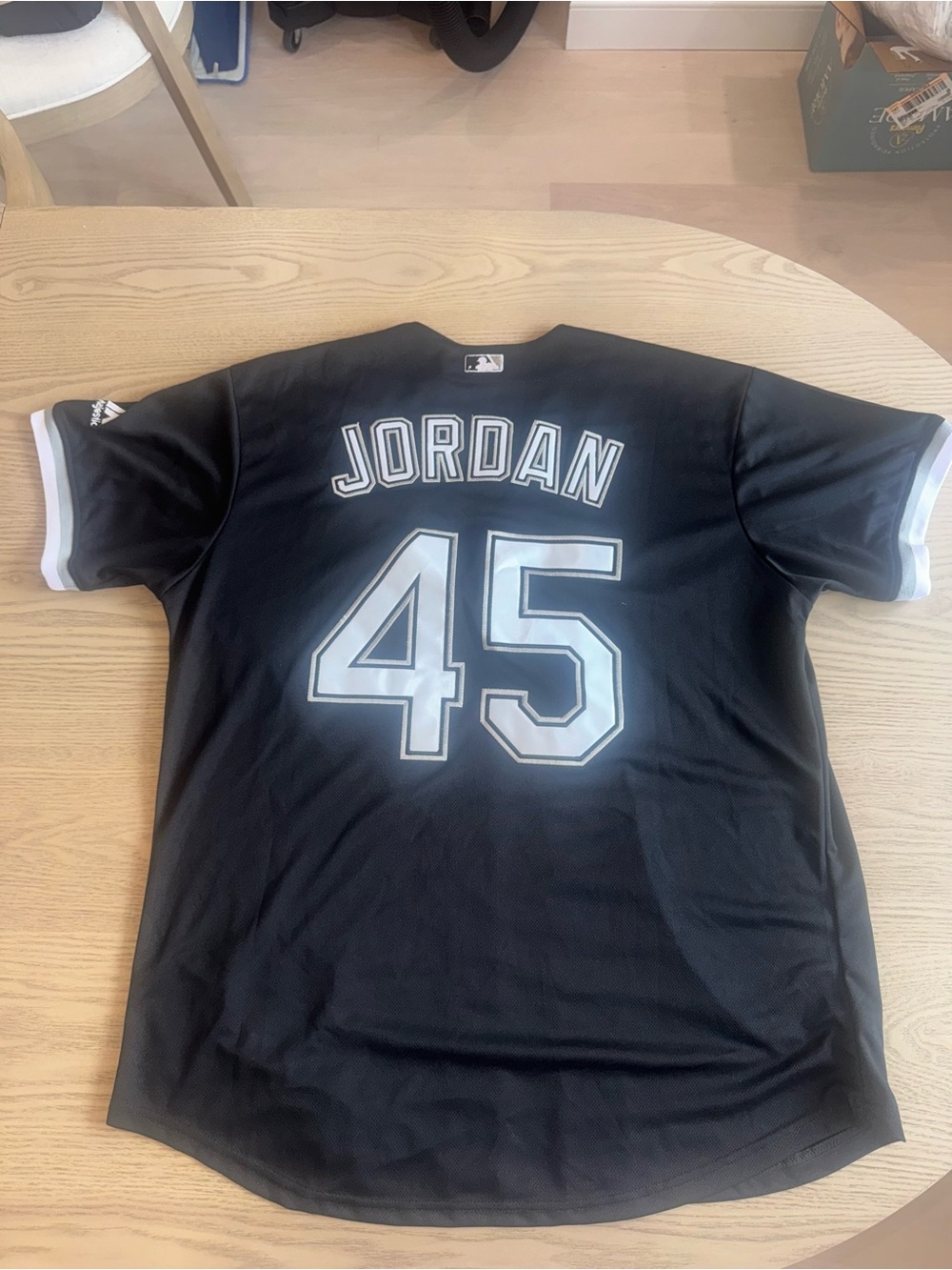 Michael Jordan Chicago White Sox Majestic Black Button Up Jersey #45 Size L NWT